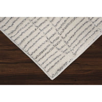 Textured area rug with a neutral color palette on a white background