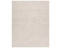 A light taupe area rug with a textured weave, handwoven from 100% pet yarn.
