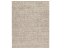 A rectangular taupe-colored area rug with a textured weave pattern.