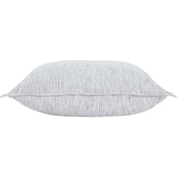 A square-shaped throw pillow with a double-sided white and black stripe design on a white background.
