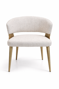 Chair with beige cushioned seat and backrest on a white background