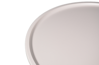 Close-up of a light gray ceramic plate on a white background