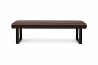 Brown upholstered bench on a white background
