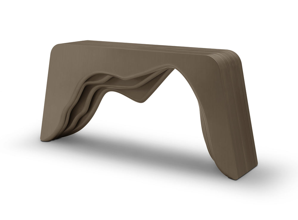 Brown abstract sculpture on a white background