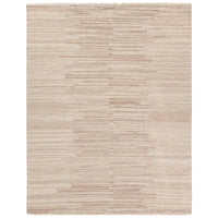 A beige area rug with a solid pattern and flat texture.