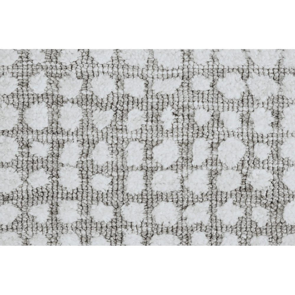 Gray textured area rug on a white background