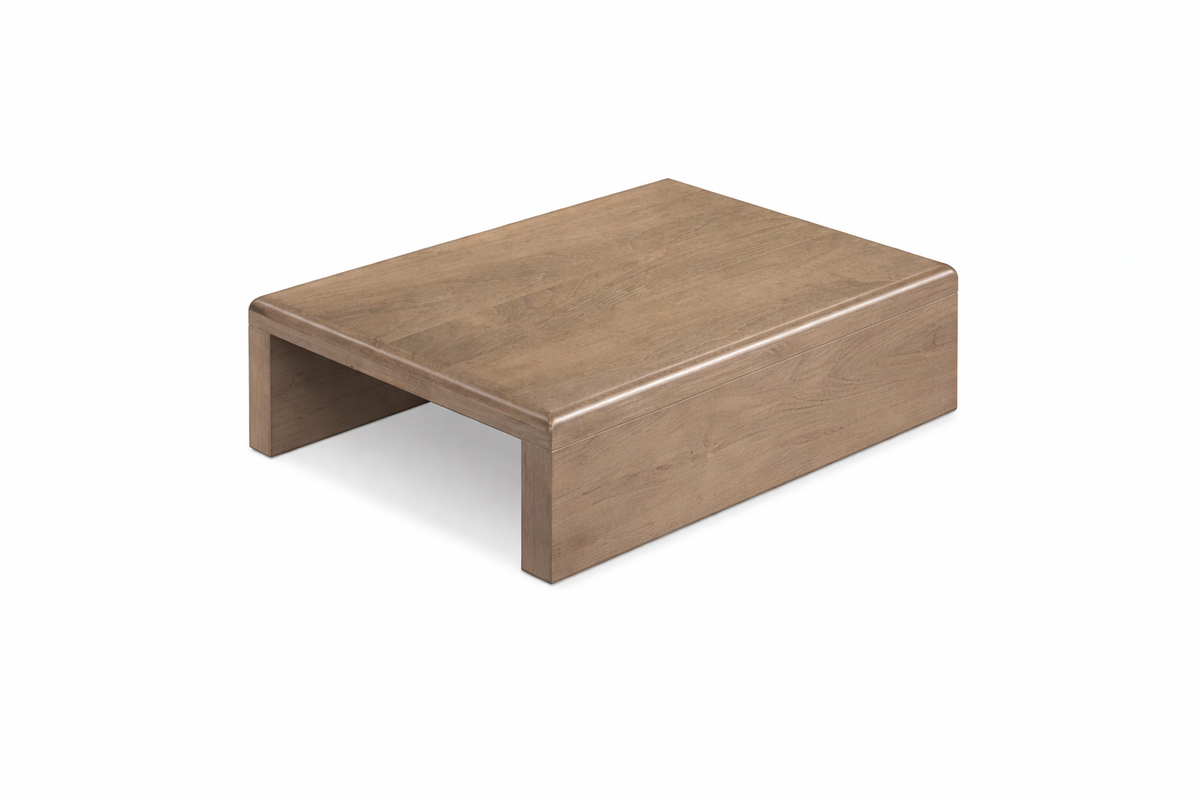 Wooden coffee table on a white background