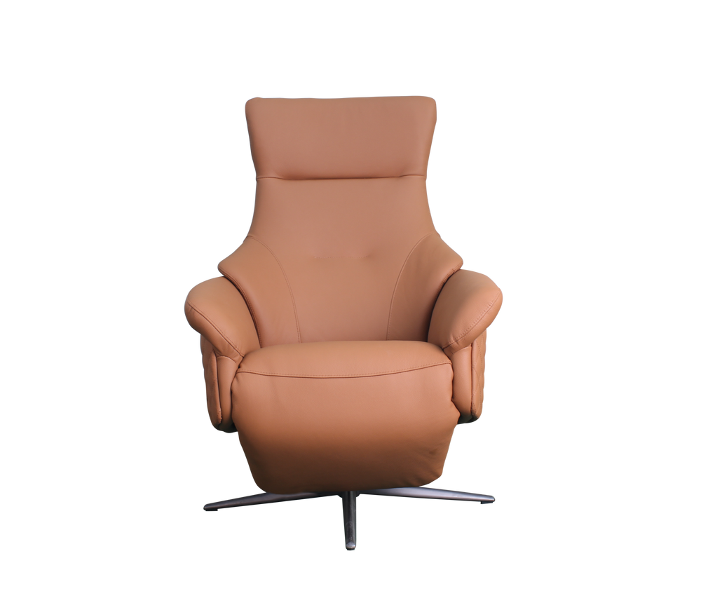 a orange modern design office chair in tan leather