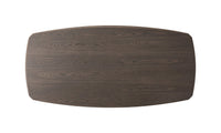 Wooden ottoman with a wavy pattern on a white background