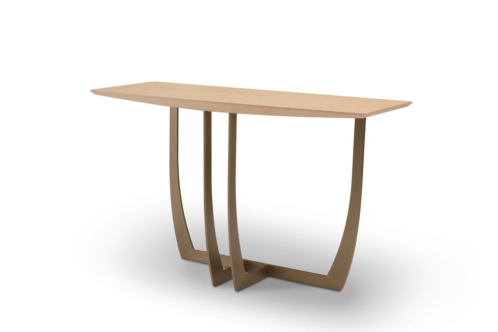 Wooden console table on a white background