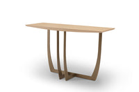 Wooden console table on a white background