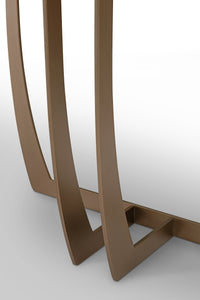 Brown metal side table on a white background