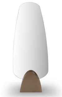 A white, full-length mirror with a tapered design.