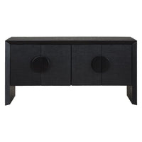 Black sideboard with round handles on a white background