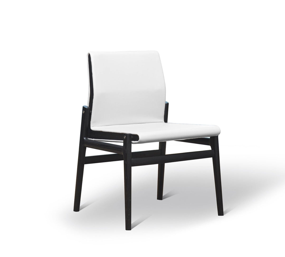 White chair with black frame on a white background