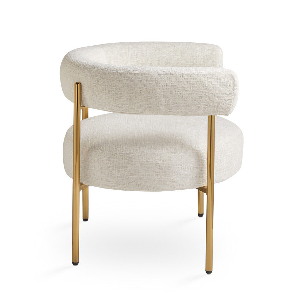 Beige chair with gold legs on a white background