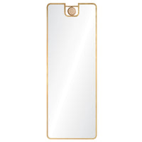 A full-length mirror with a white oak veneer decorative knob and a gold leaf finish. The mirror is set in a simple rectangular frame.