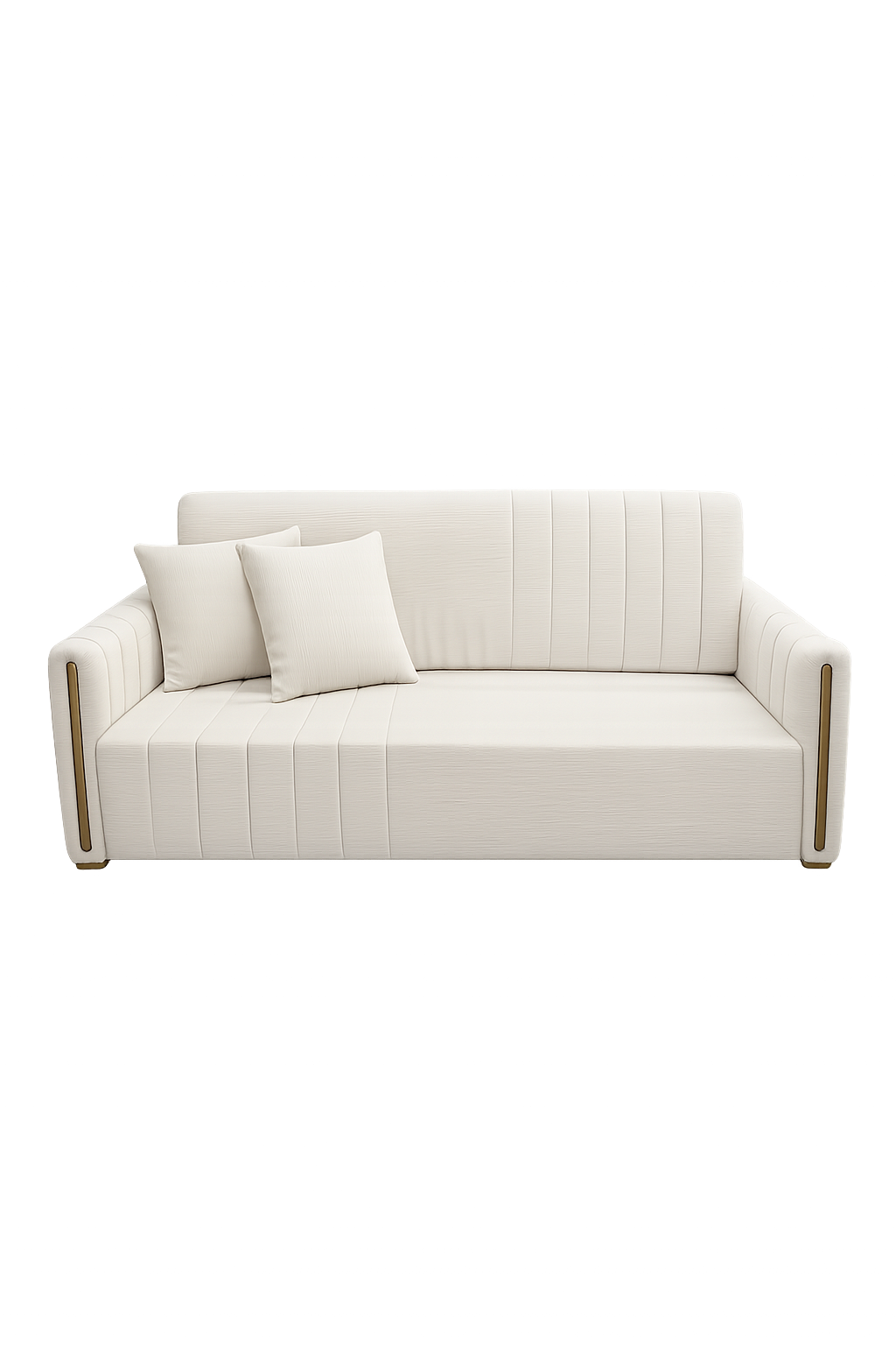 White sofa with two cushions on a white background