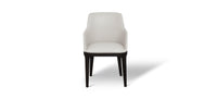 White chair with black legs on a white background