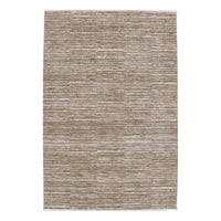 Textured area rug with a neutral color palette on a white background