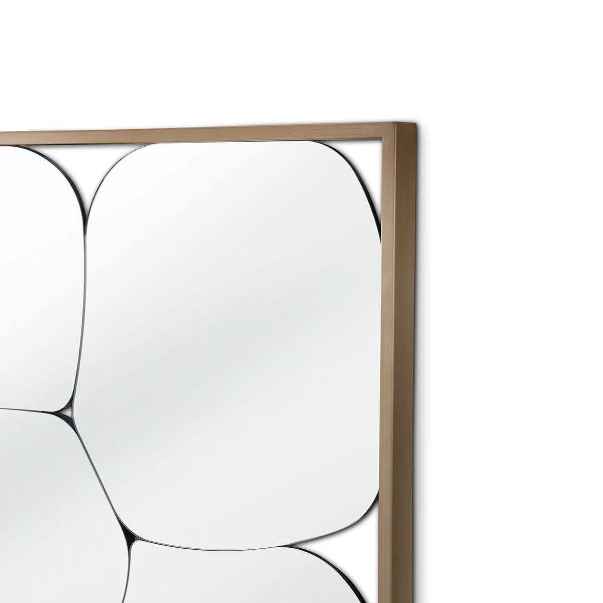 Decorative wall mirror with a wooden frame on a white background