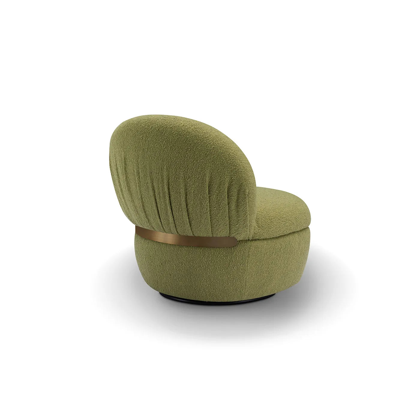 Green chair with a brown band on a white background