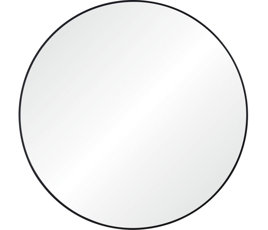 A mirror with black frame on a white background