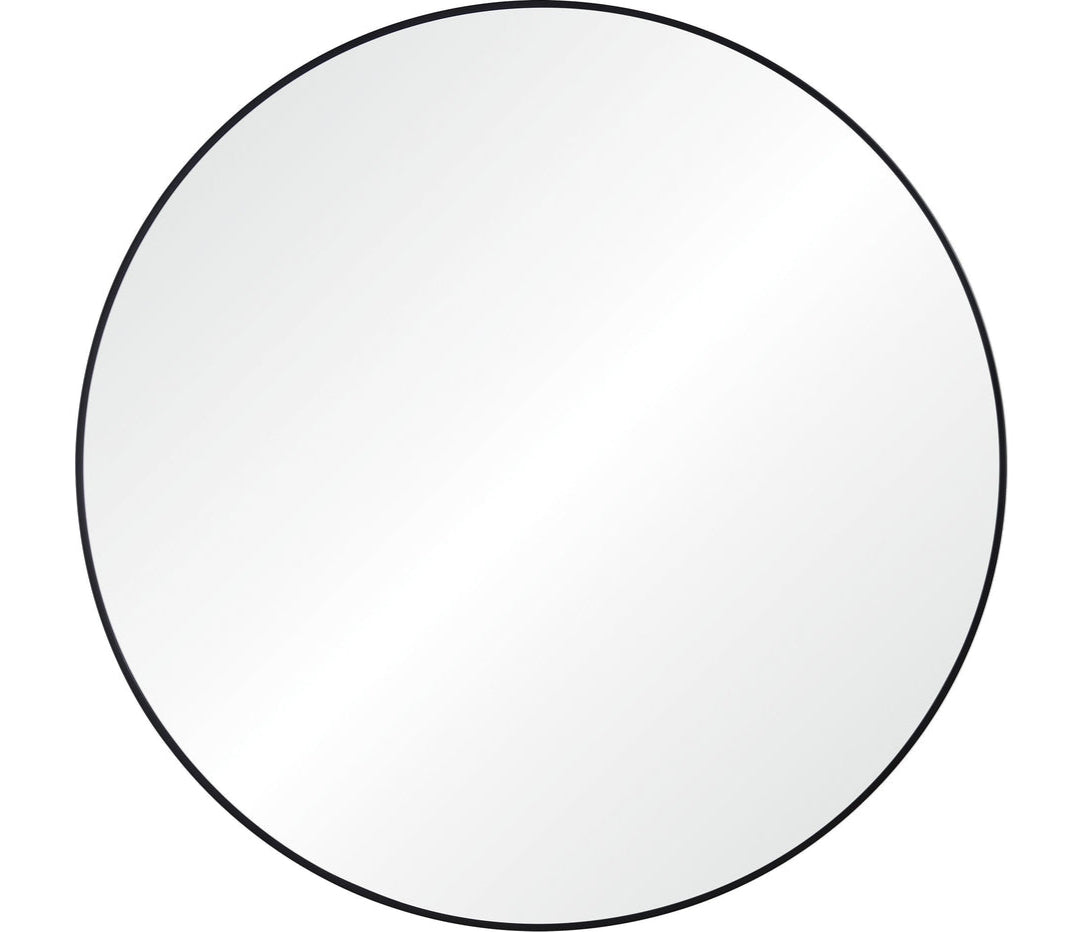 A mirror with black frame on a white background