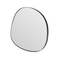 Round mirror with a black frame on a white background