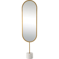 Gold-framed mirror on a white background