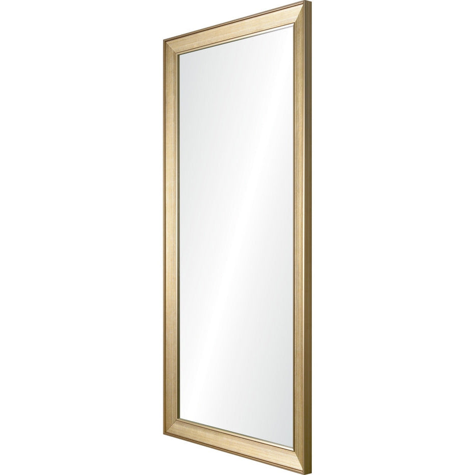 Gold-framed mirror on a white background