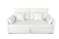White sofa with cushions on a white background