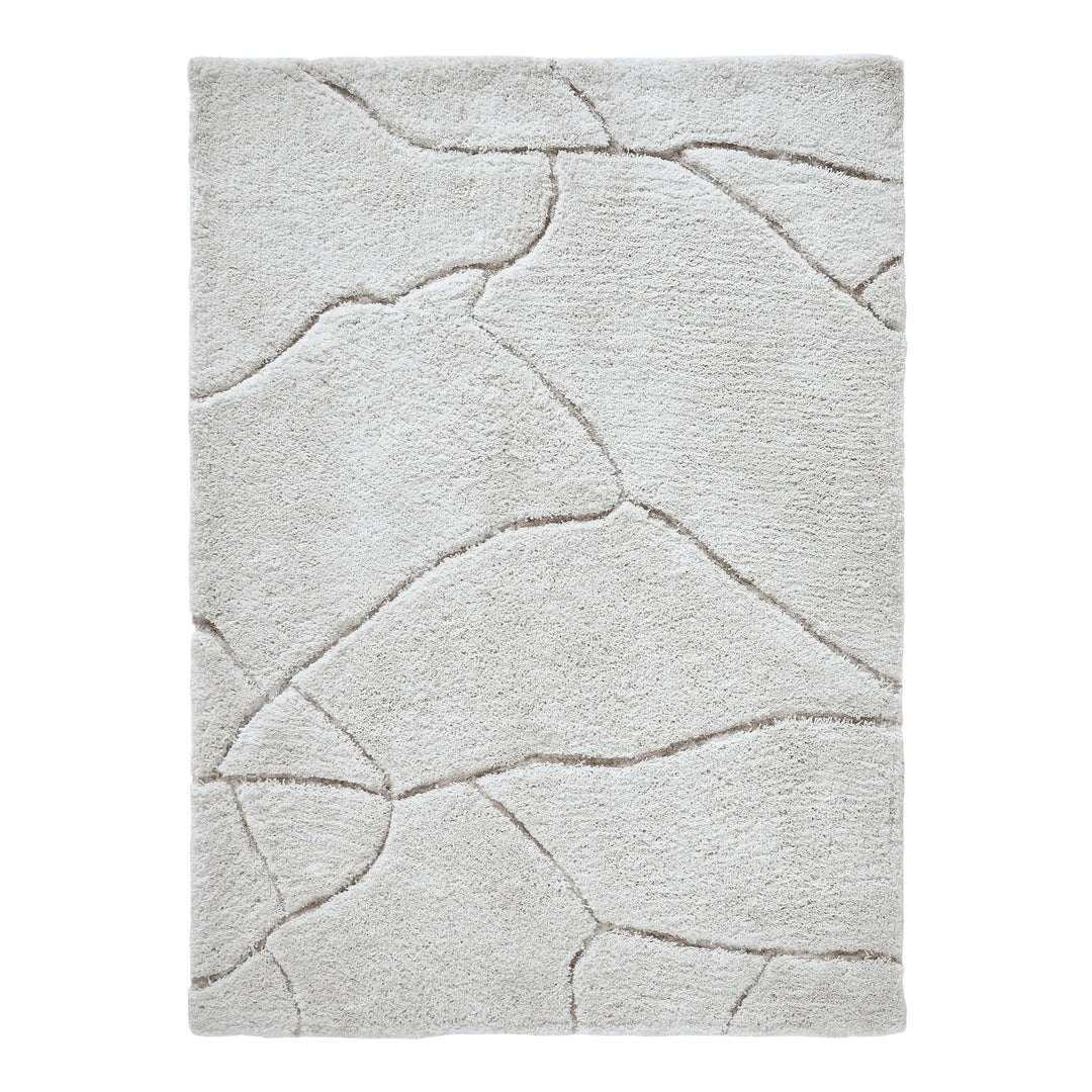 Textured gray area rug on a white background