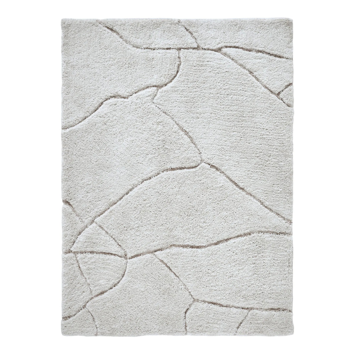 Textured gray area rug on a white background