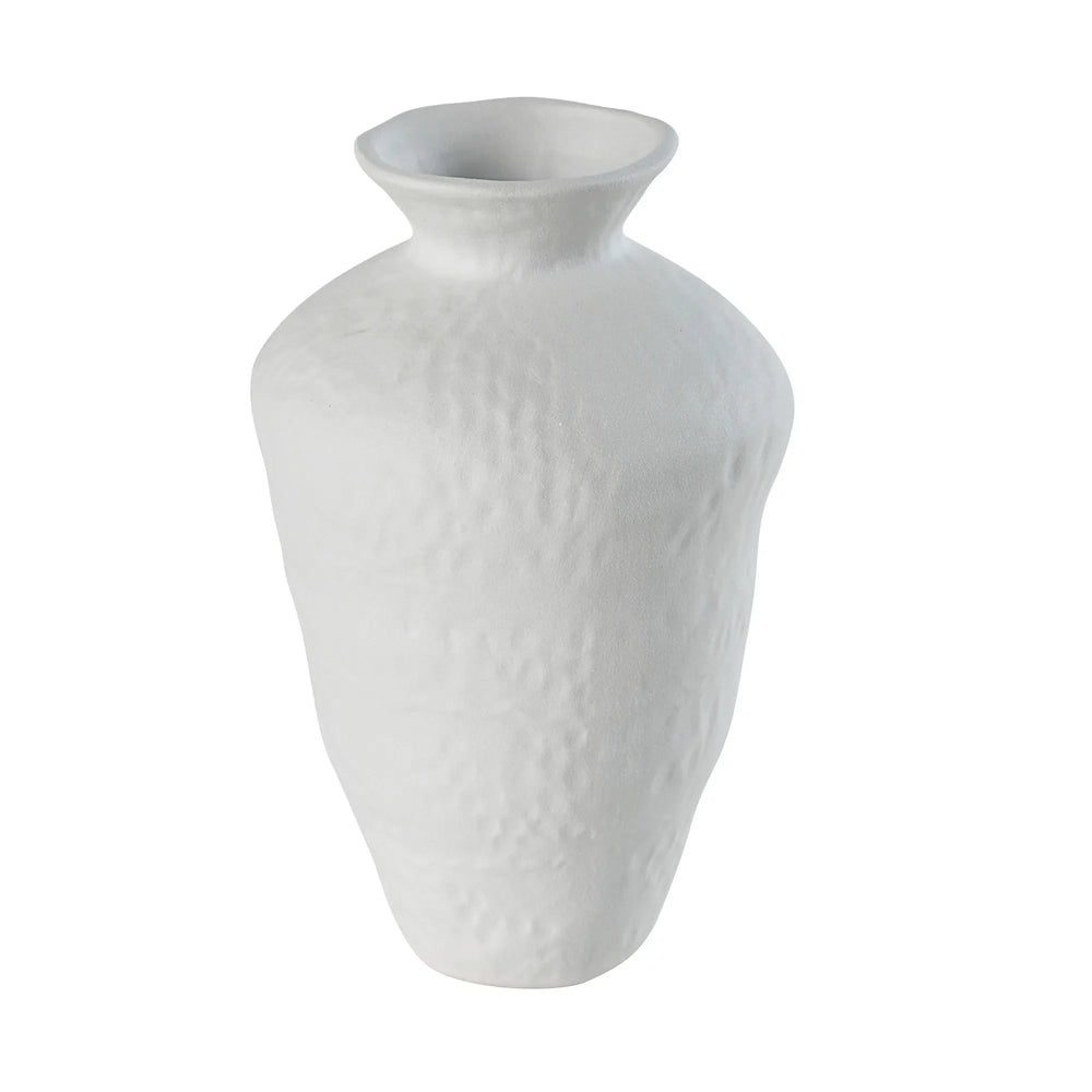 White textured vase on a white background