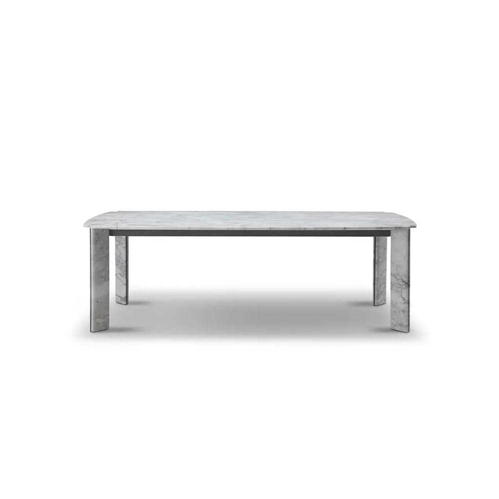 Rectangular marble table with a white background