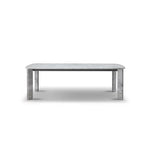 Rectangular marble table with a white background