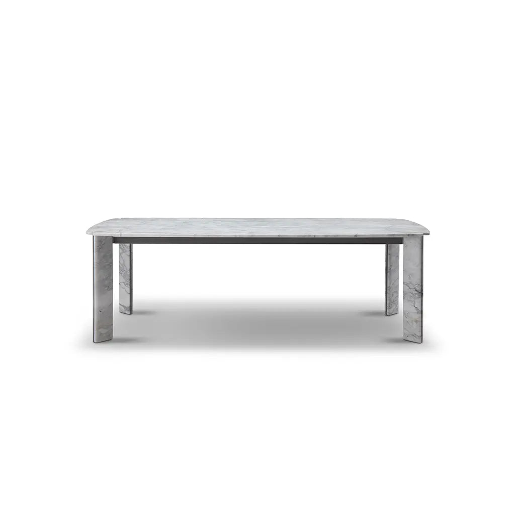 Rectangular marble table with a white background