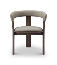Chair with beige cushioned seat and backrest on a white background