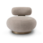 Beige armchair with a round base on a white background