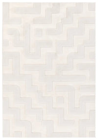 White herringbone patterned rug on a white background