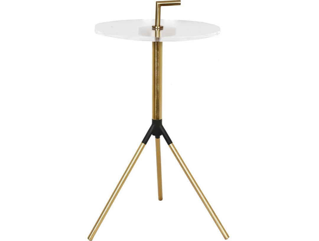 Gold and black tripod stand on a white background