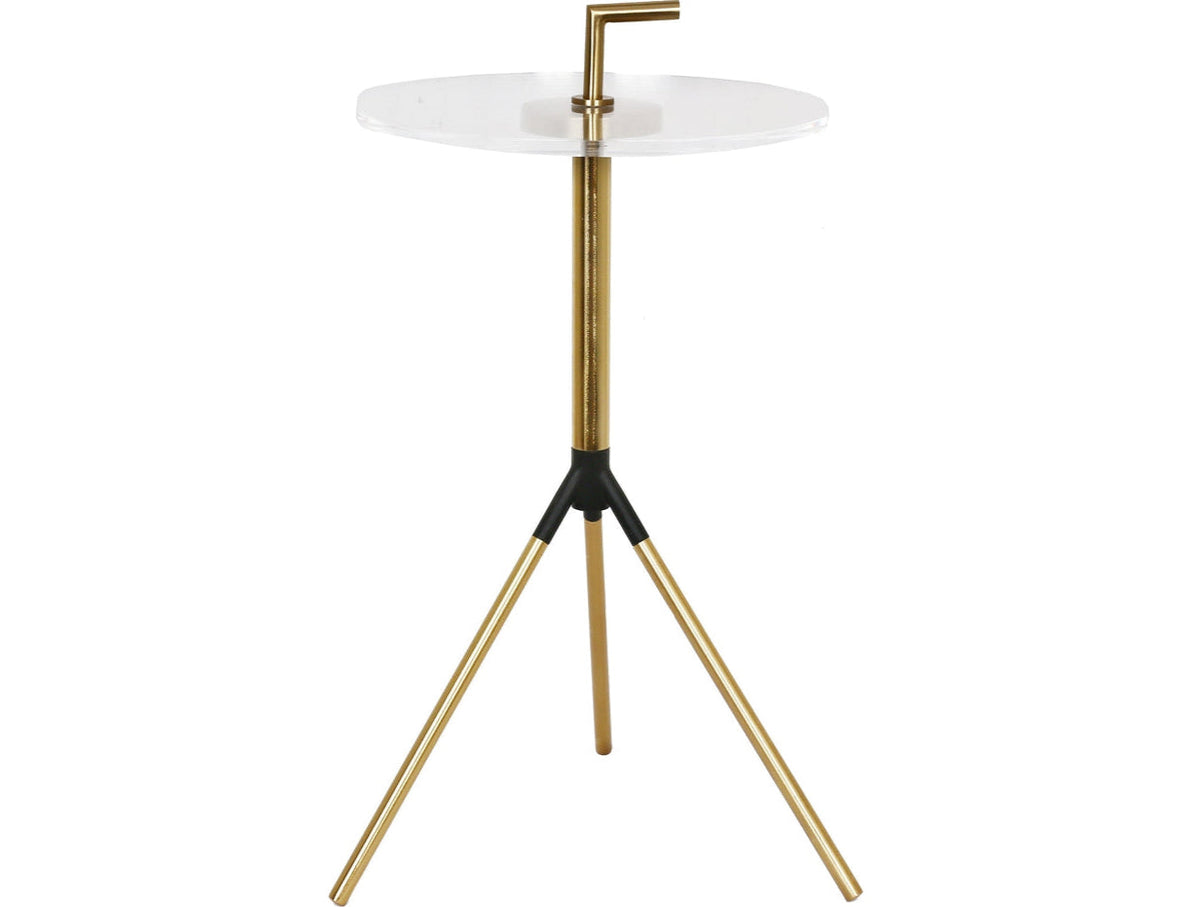 Gold and black tripod stand on a white background