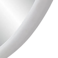 A round mirror with matt white frame with a white backgound