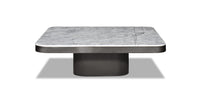 A large rectangular Randy coffee table with an Italian white marble top and a metal frame, displayed against a neutral background.
