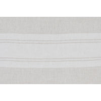 A square-shaped decorative pillow with a double-sided stripe pattern in natural and cream linen colors.