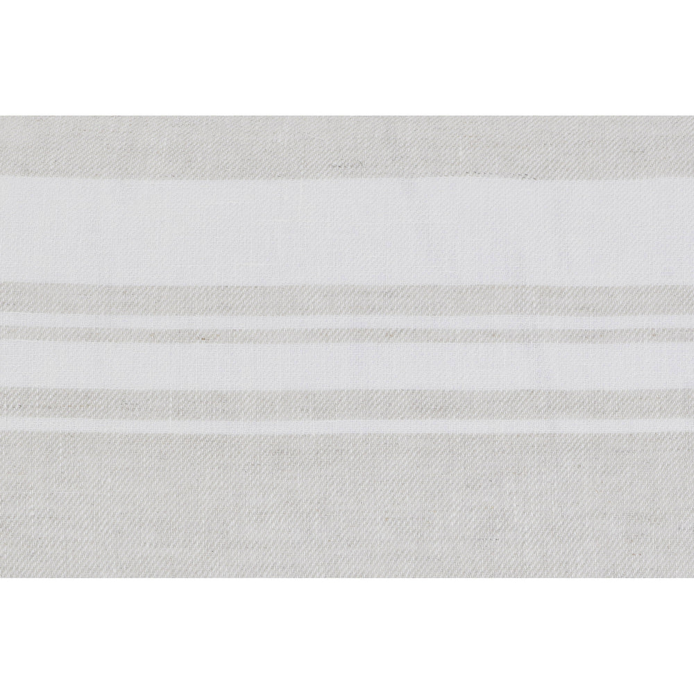 A square-shaped decorative pillow with a double-sided stripe design, featuring a natural and cream color palette.