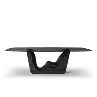 Modern black coffee table with unique design on a white background