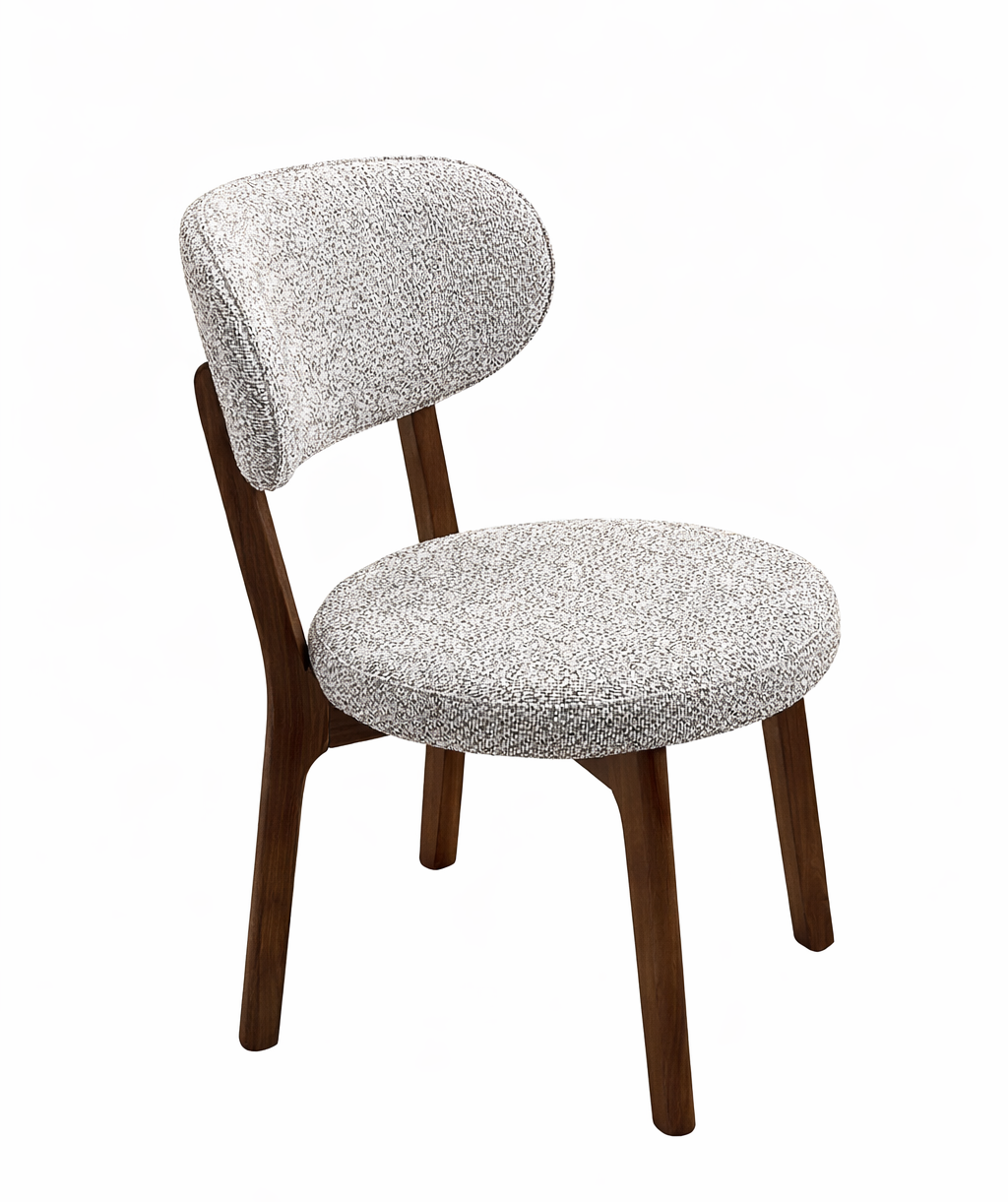Chair with gray textured cushioned seat and backrest on a white background