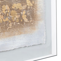 Acrylic wall art featuring a abstract design with gold and white colors.
